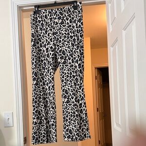 IMAN Black & Cream Leopard Print Pants